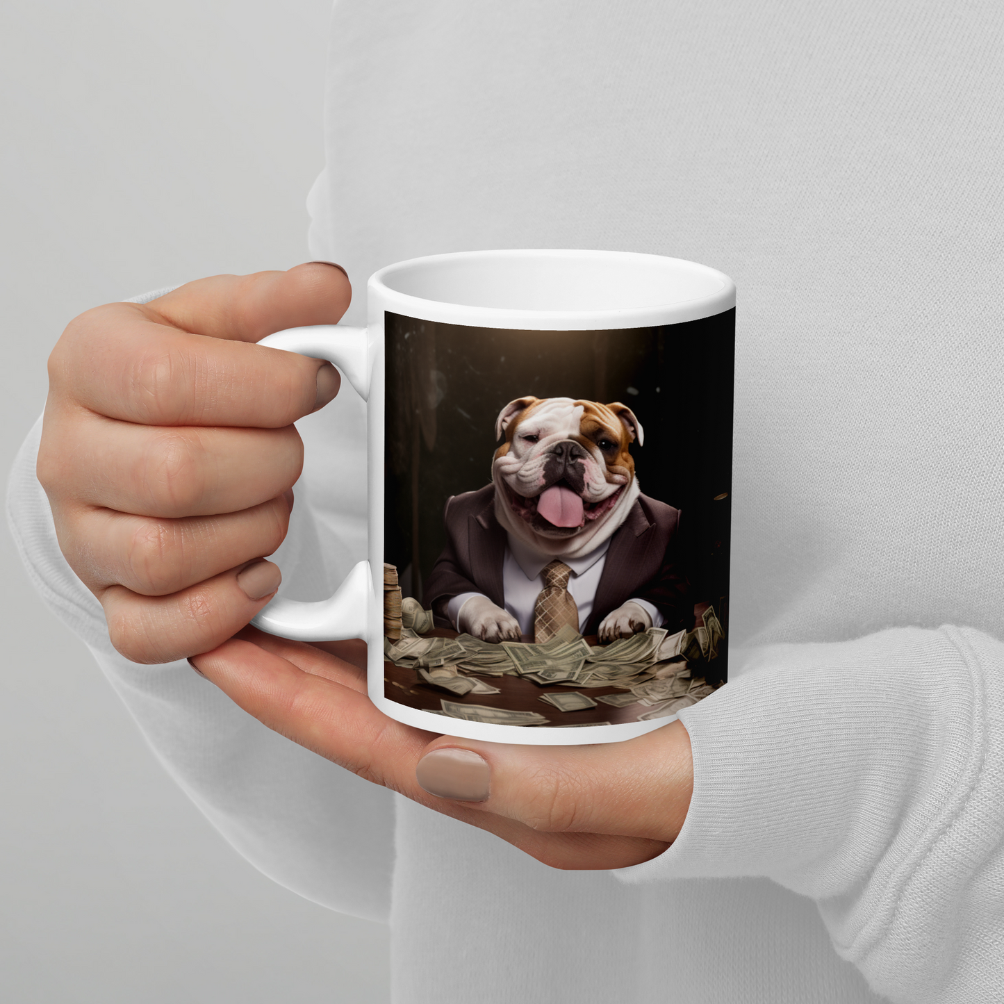 Bulldog Millionaire White glossy mug