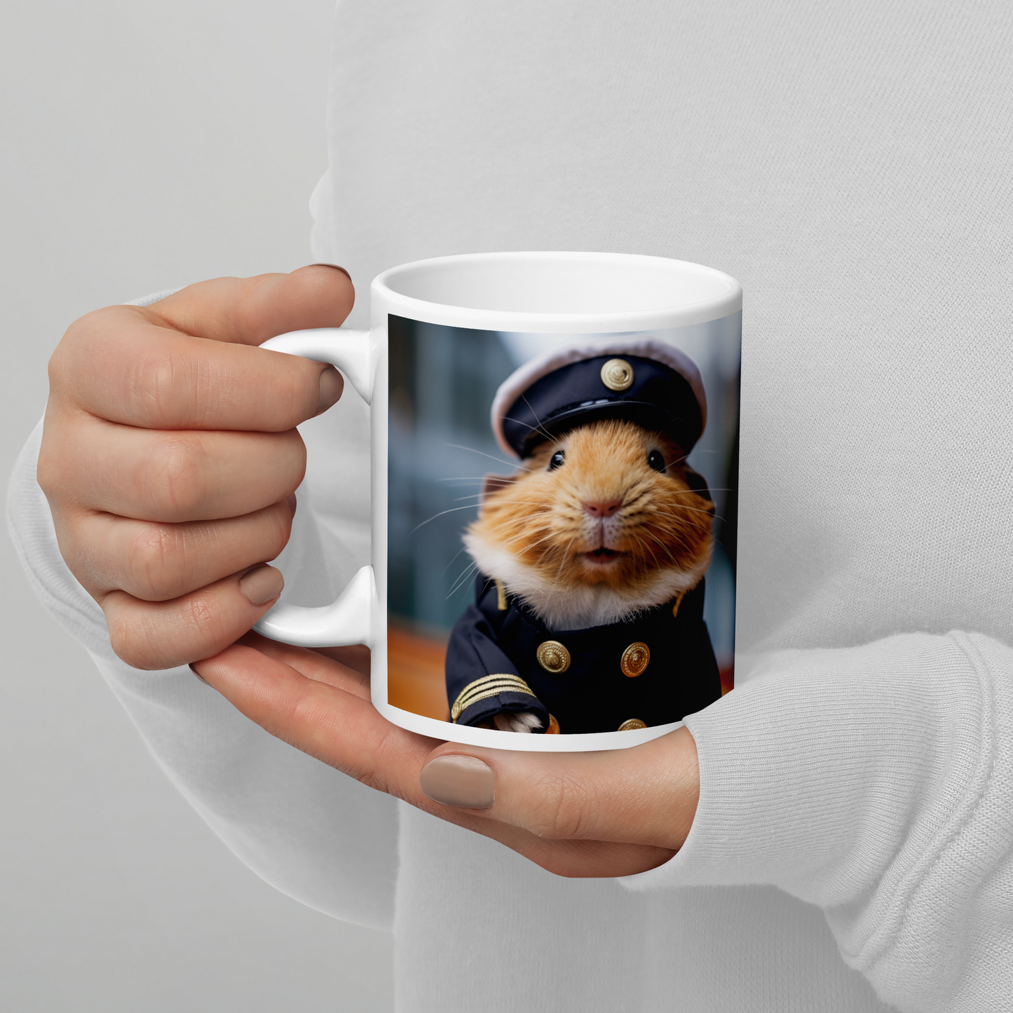Guinea Pigs Airline Pilot White glossy mug