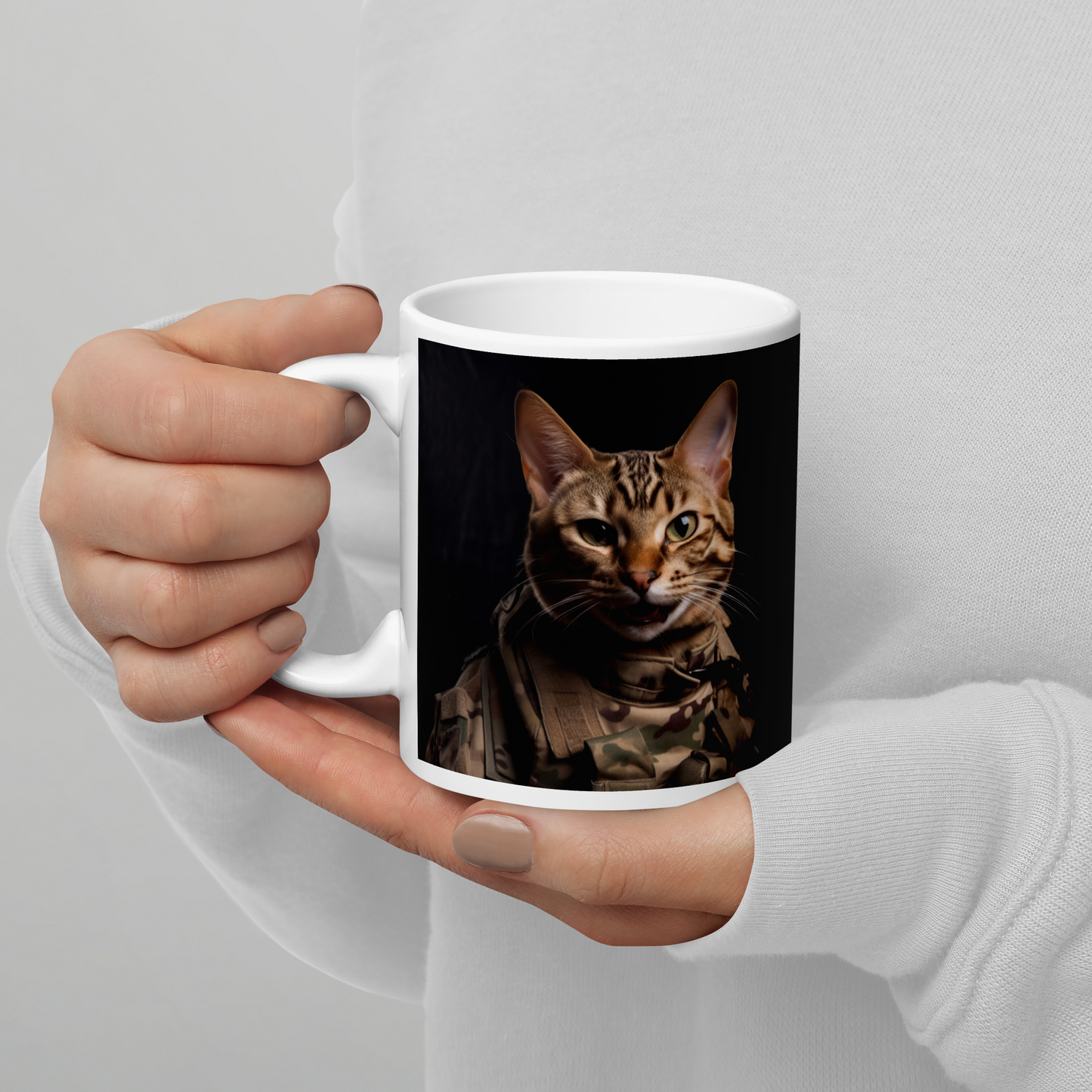 Bengal Military Person White glossy mug