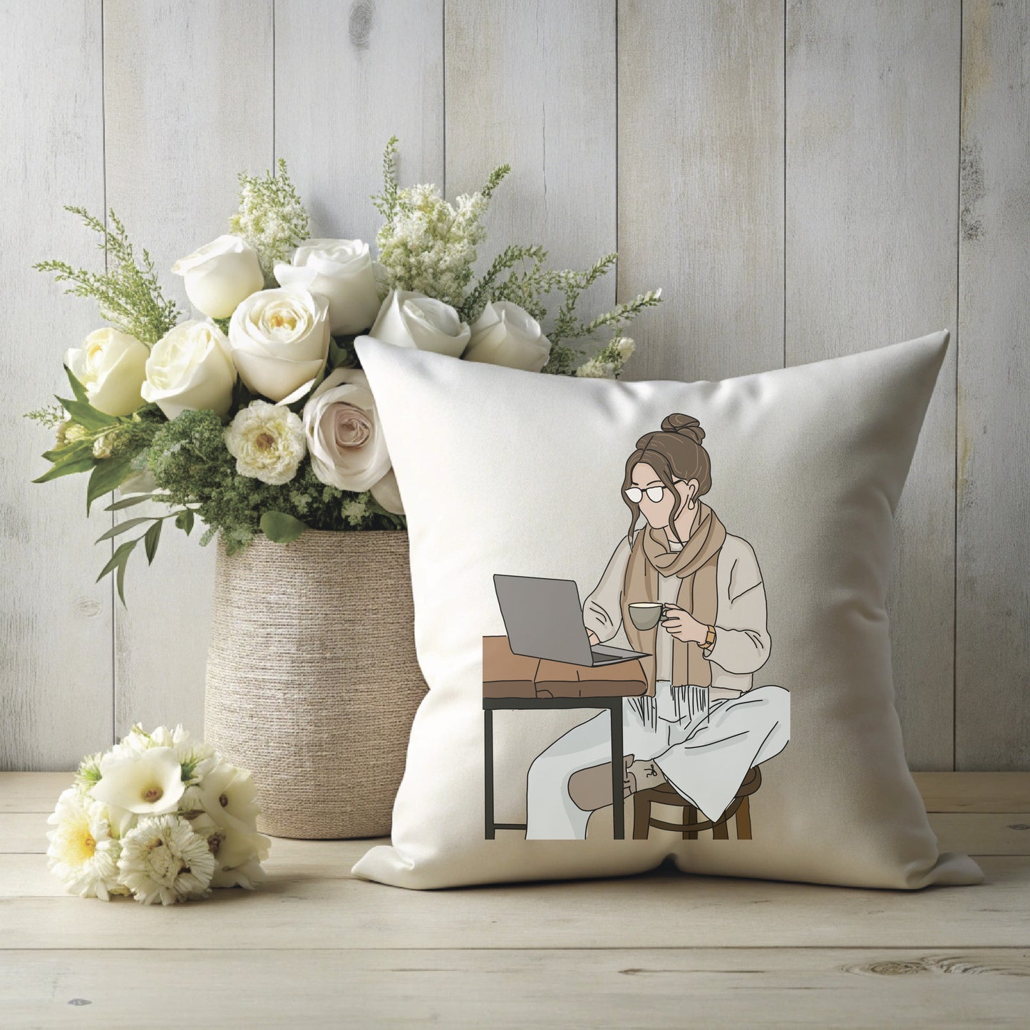 Coffee and Focus – Color Illustration