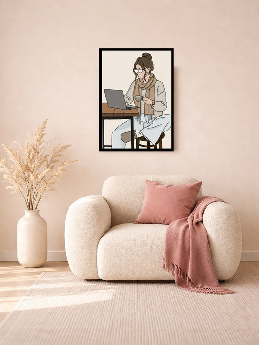 Coffee & Focus - Color Illustration