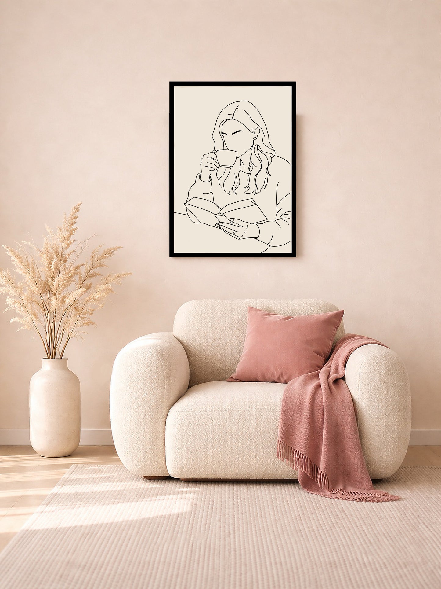 Quiet Coffee Moment - Line Art