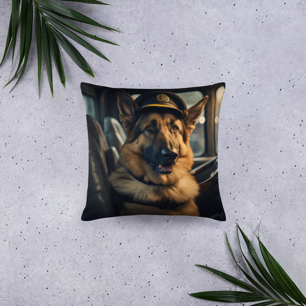 German Shepherd Bus Driver Basic Pillow