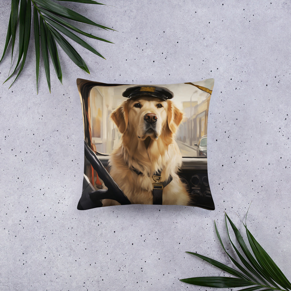 Golden Retriever Bus Driver Basic Pillow