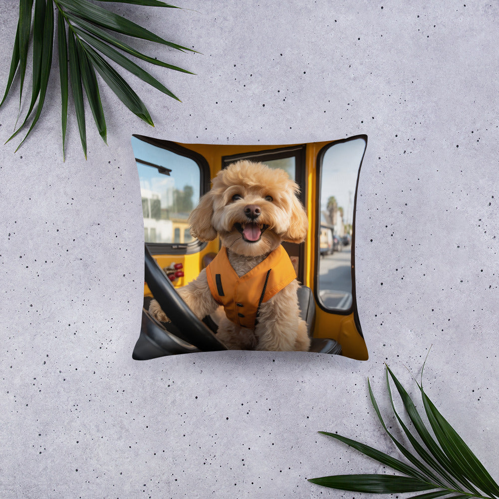 Poodle Bus Driver Basic Pillow