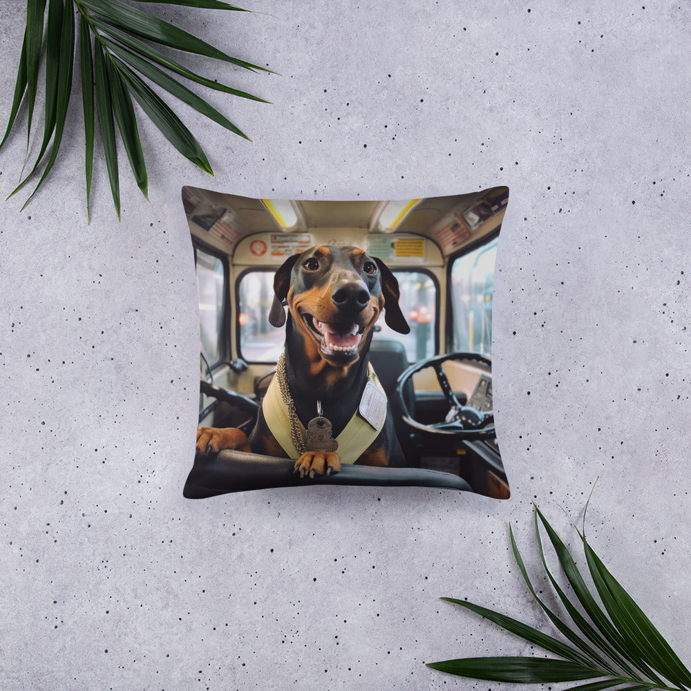 Dachshund Bus Driver Basic Pillow