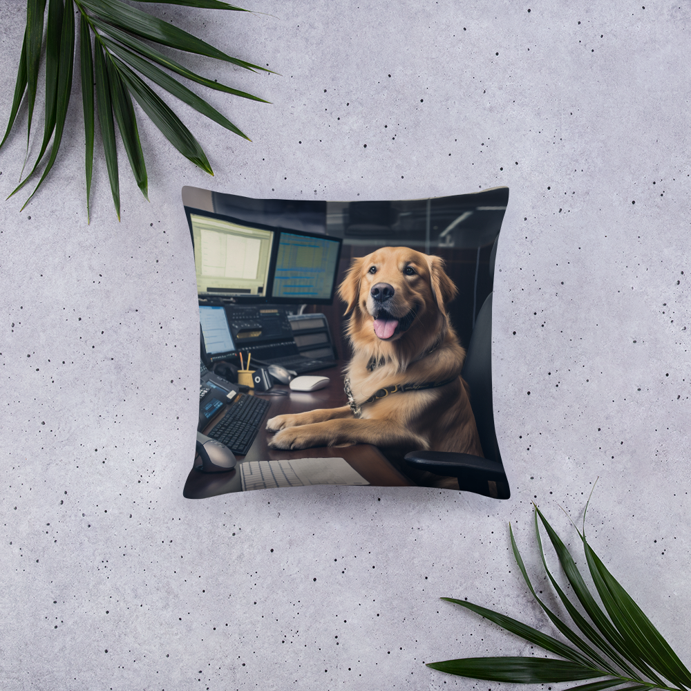 Golden Retriever Stock Trader Basic Pillow