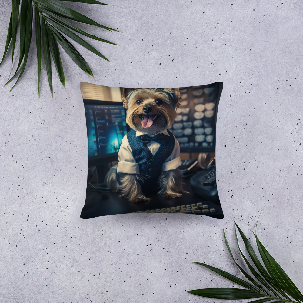 Yorkshire Terrier Stock Trader Basic Pillow