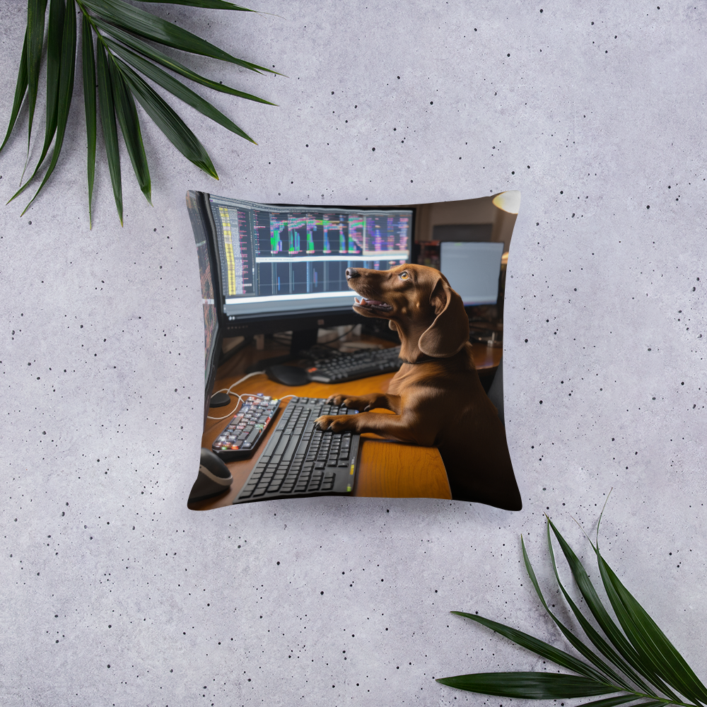 Dachshund Stock Trader Basic Pillow