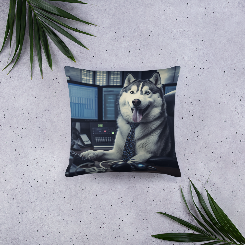 Siberian Husky Stock Trader Basic Pillow