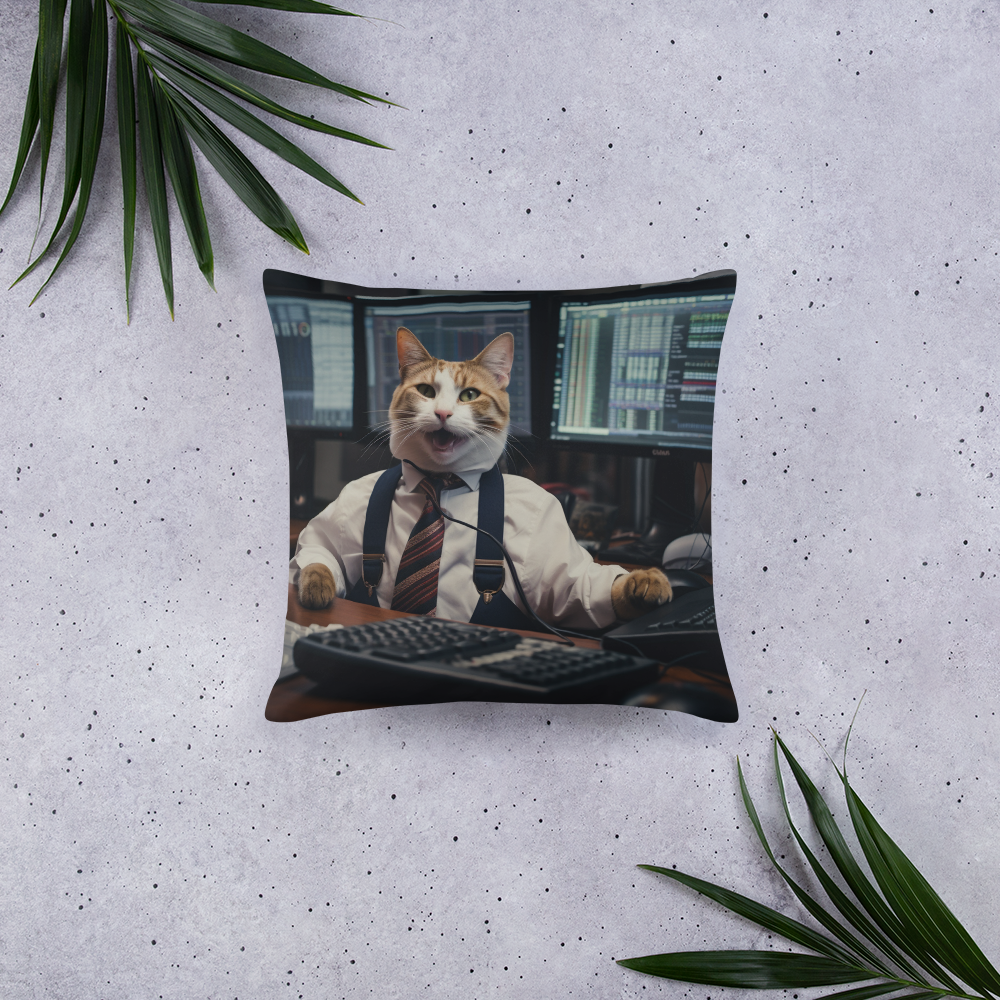 Domestic Shorthair Stock Trader Basic Pillow