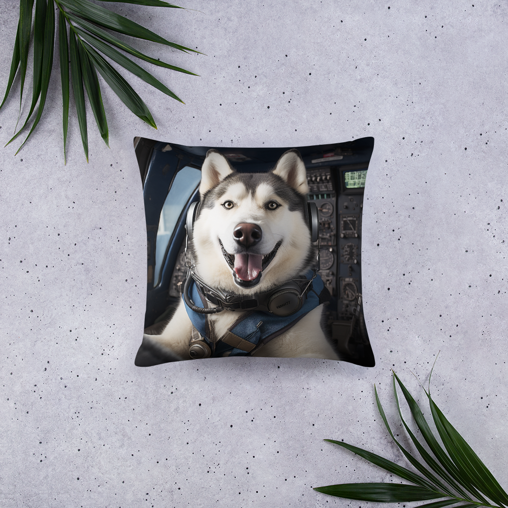 Siberian Husky Air Force Officer Basic Pillow