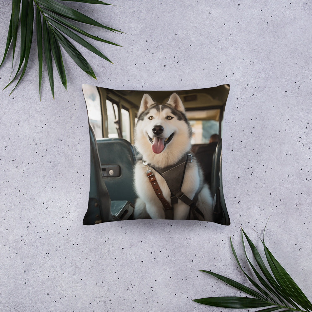 Siberian Husky Bus Driver Basic Pillow