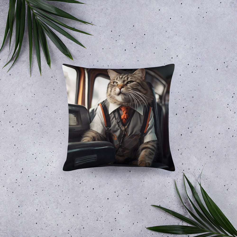 Domestic Shorthair Bus Driver Basic Pillow