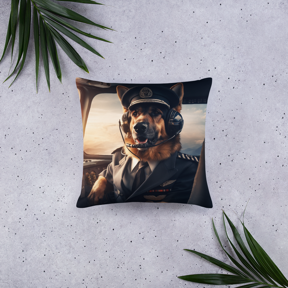 German Shepherd Airline Pilot Basic Pillow