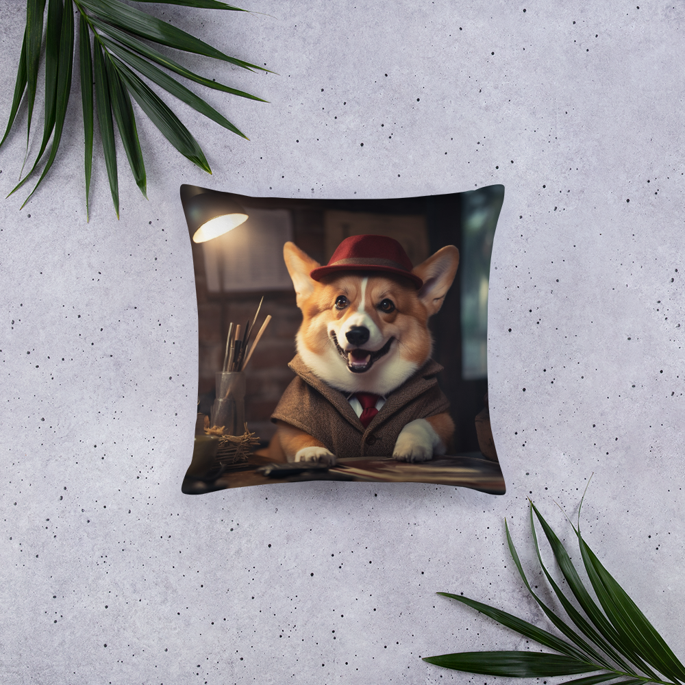 Pembroke Welsh Corgi Detective Basic Pillow