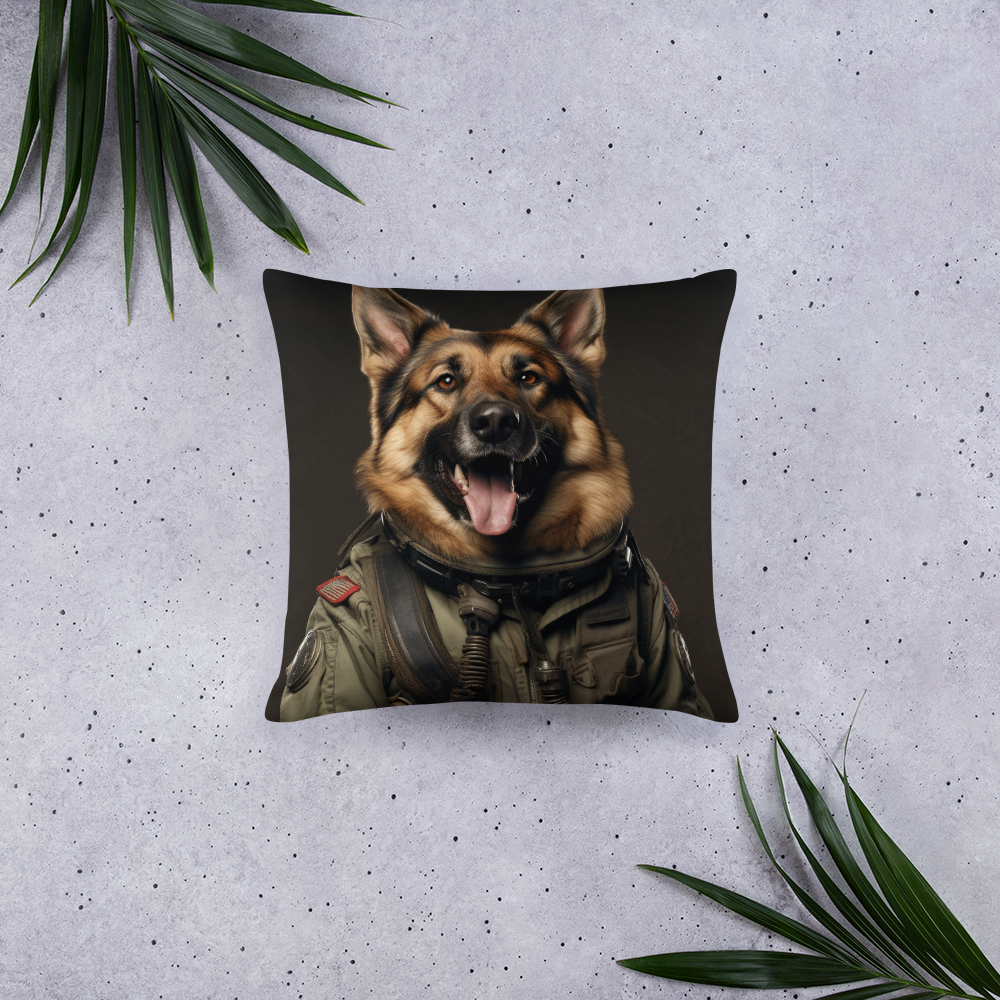 German Shepherd Military Person Basic Pillow