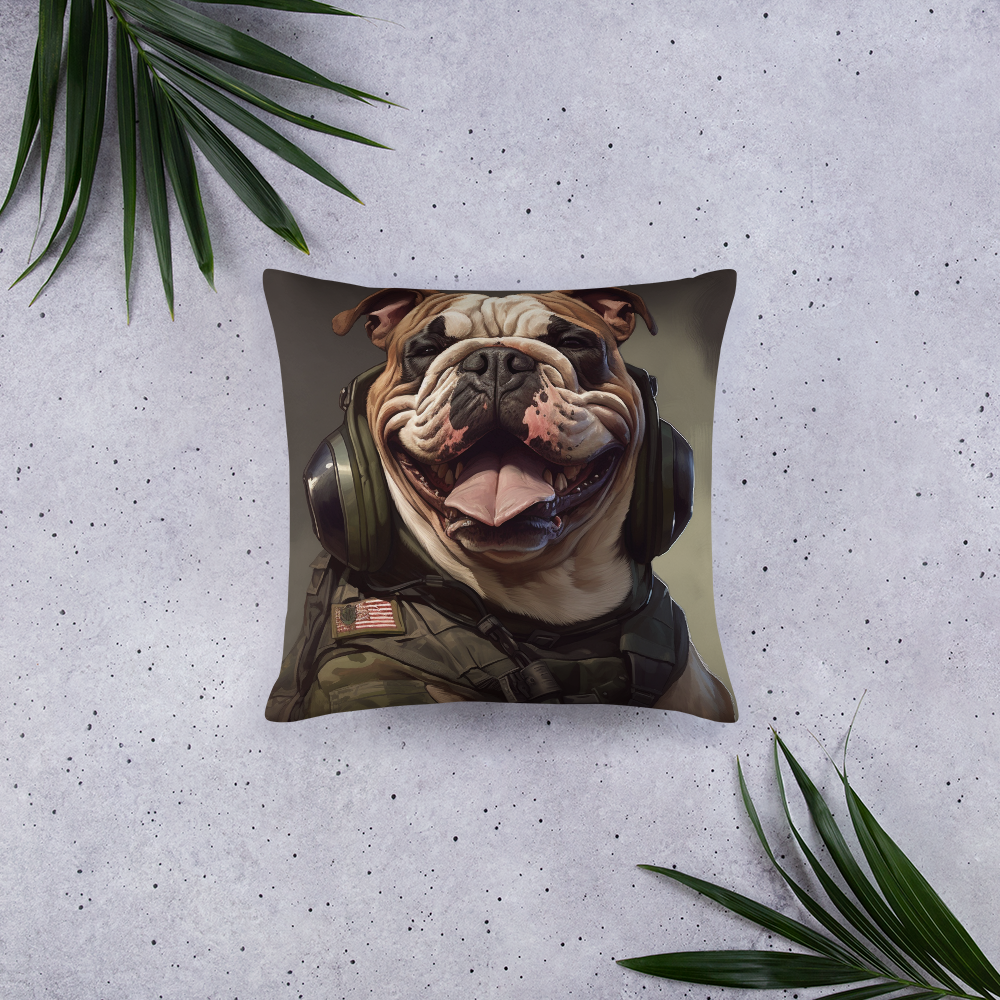 Bulldog Military Person Basic Pillow