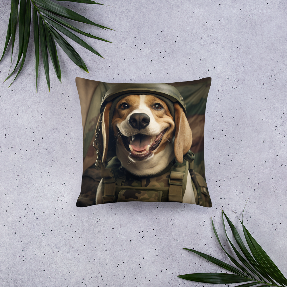 Beagle Military Person Basic Pillow