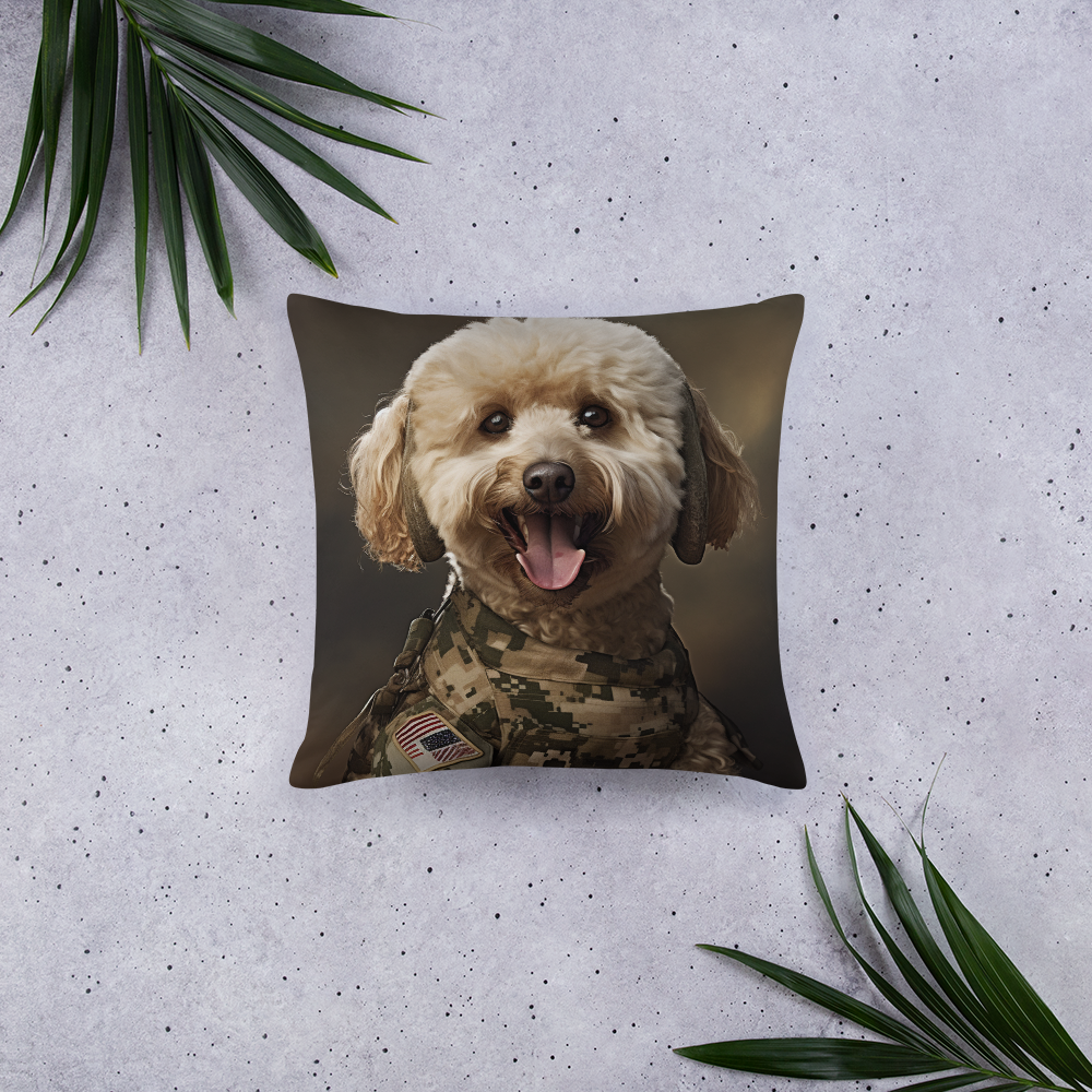 Poodle Military Person Basic Pillow