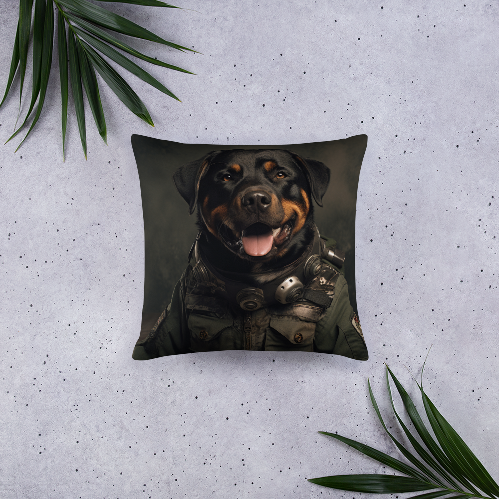 Rottweiler Military Person Basic Pillow