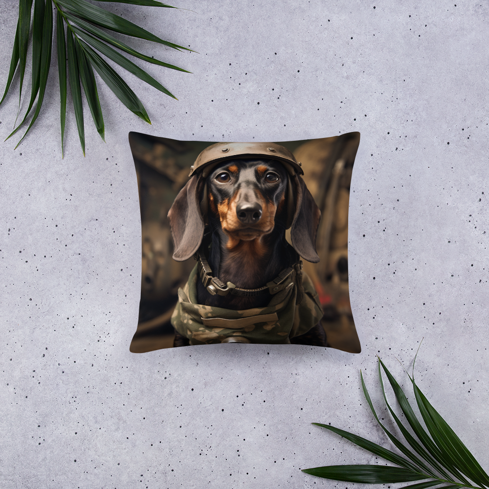 Dachshund Military Person Basic Pillow