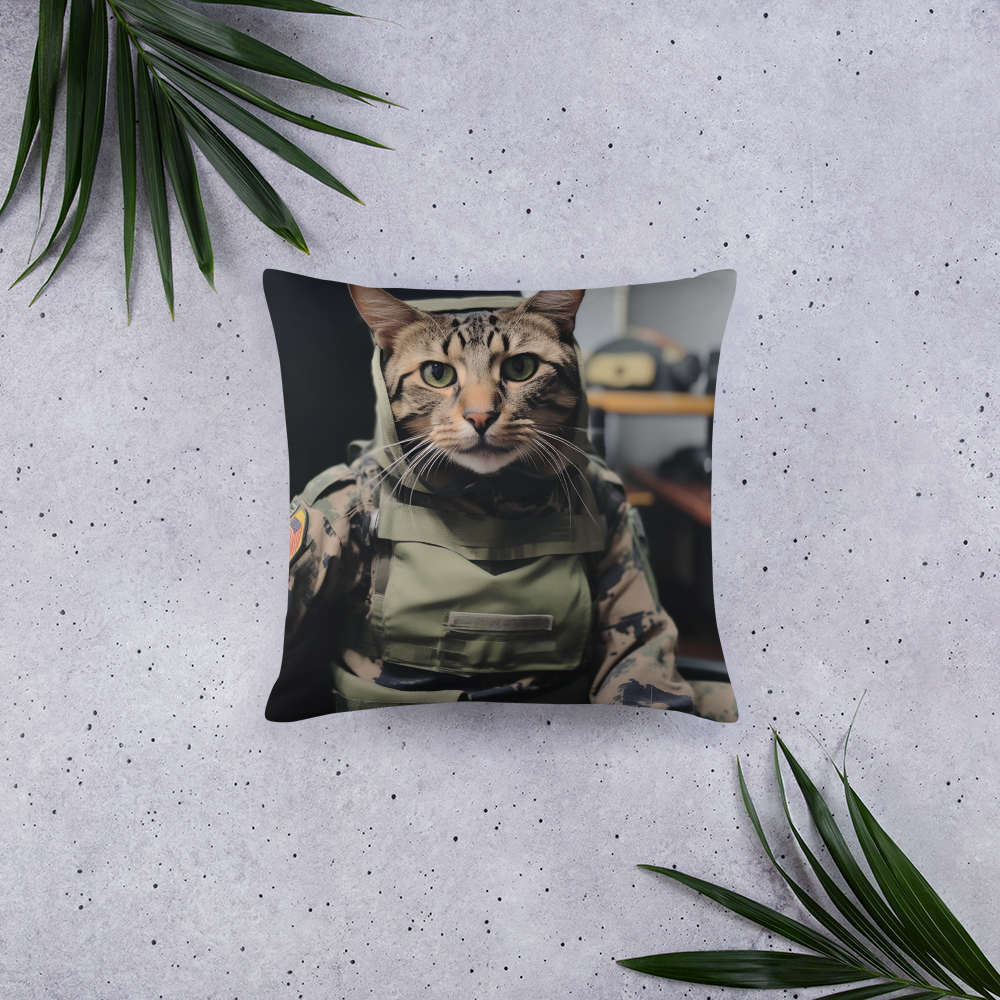 Domestic Shorthair Military Person Basic Pillow