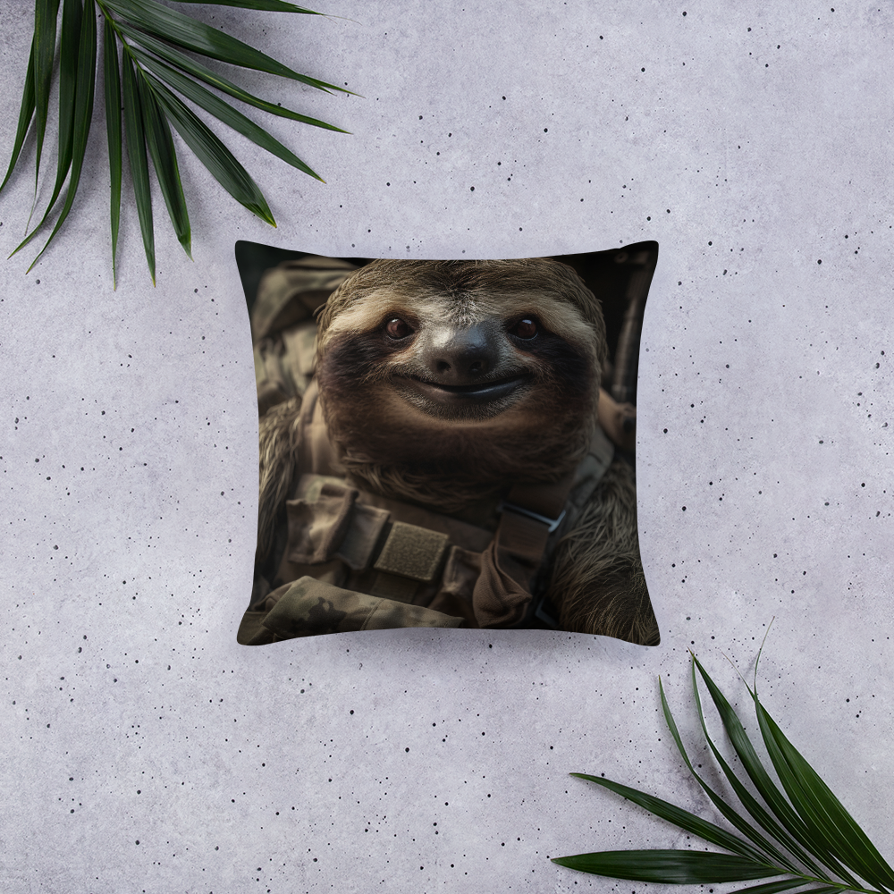 Sloth Military Person Basic Pillow