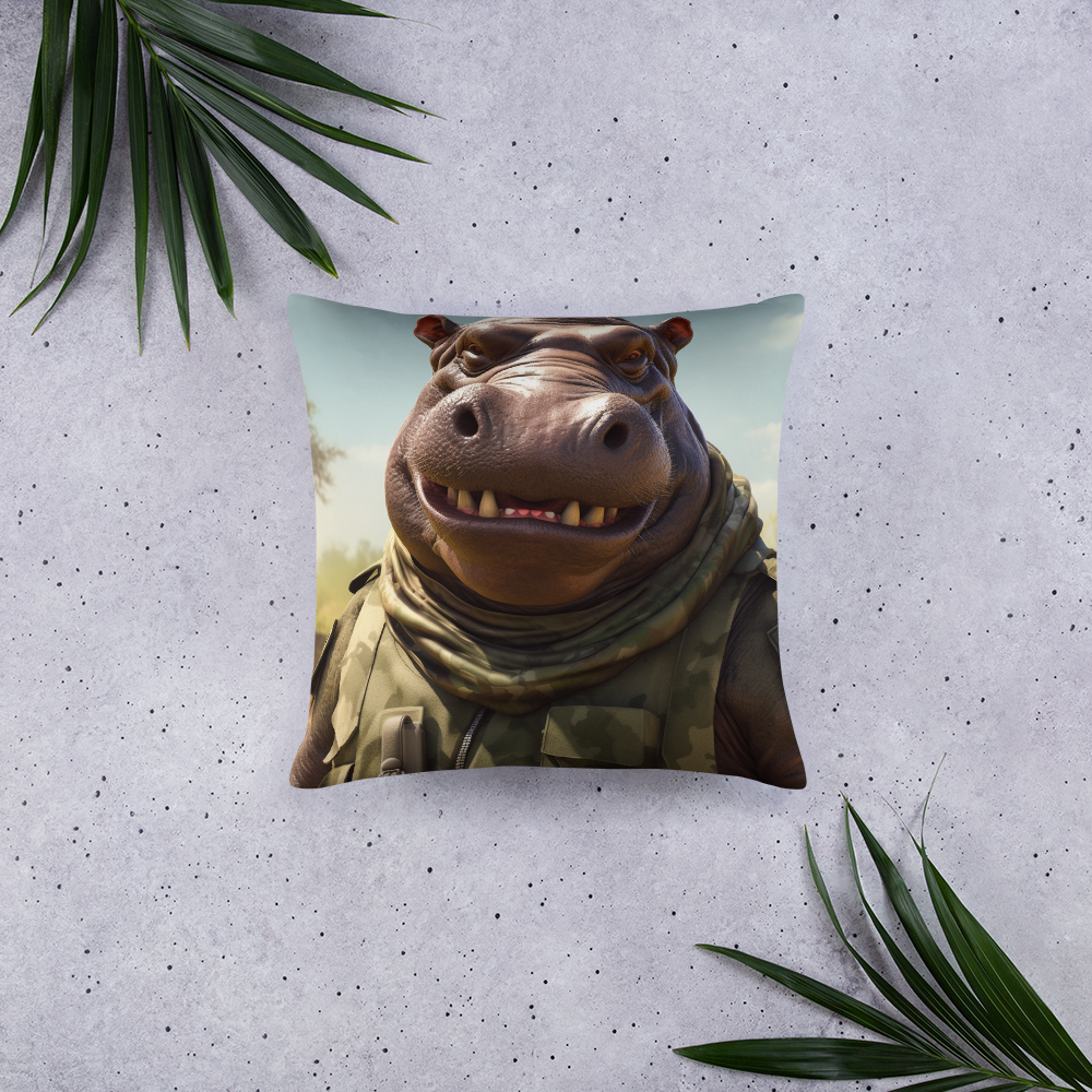 Hippo Military Person Basic Pillow