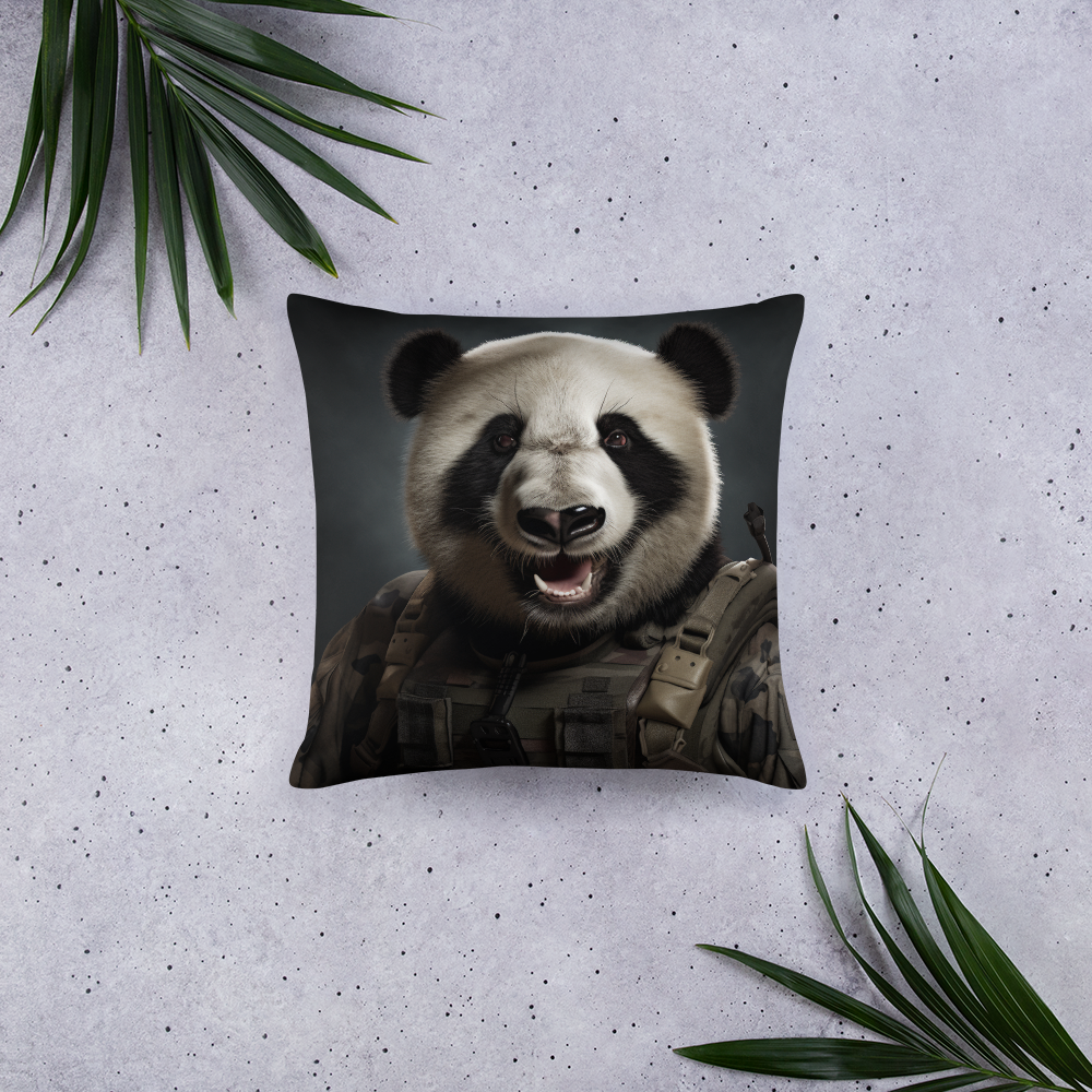 Panda Military Person Basic Pillow