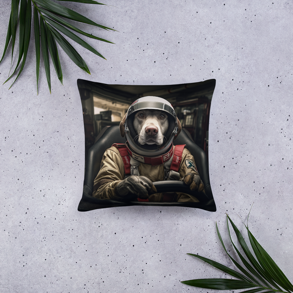 Labrador Retriever F1 Car Driver Basic Pillow