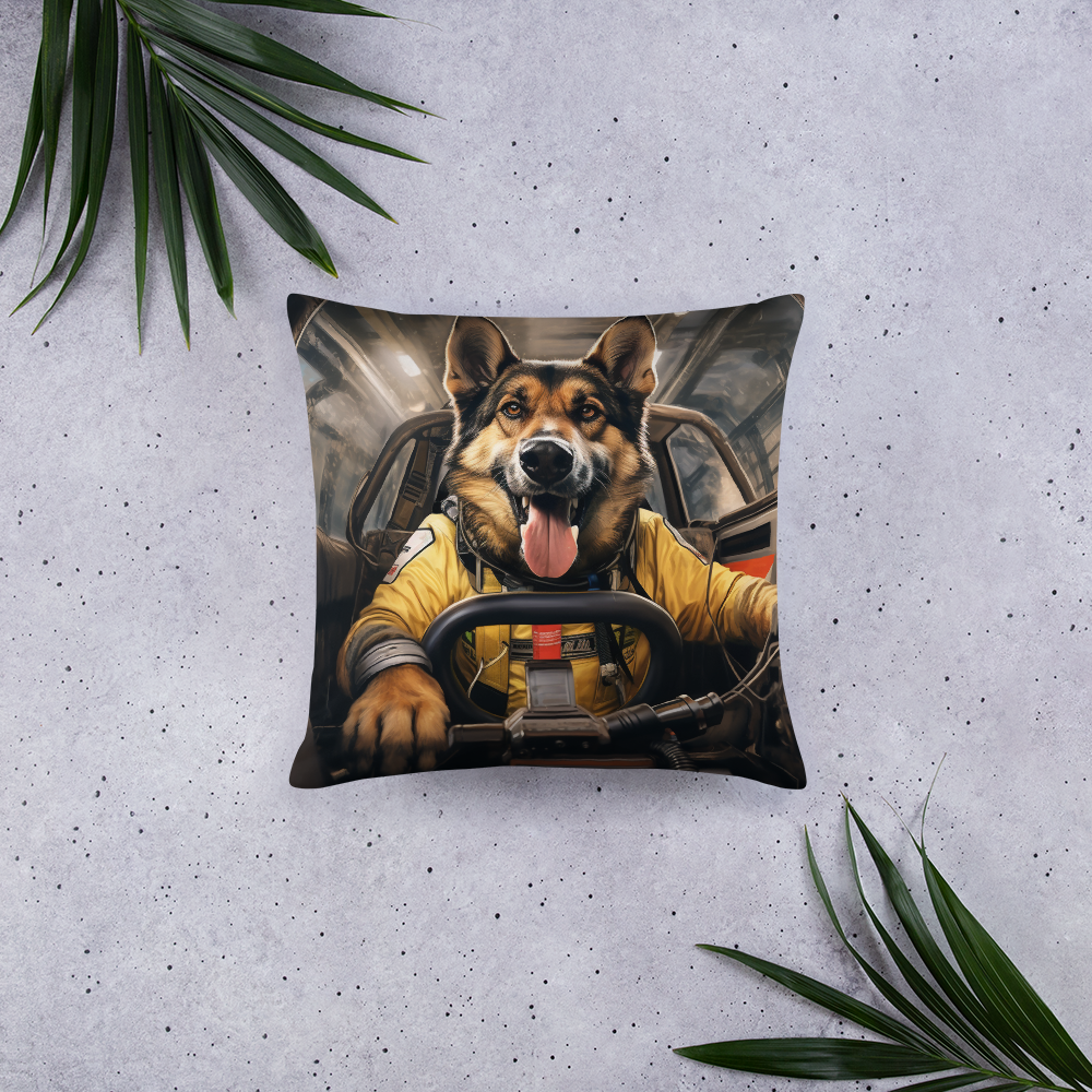 German Shepherd F1 Car Driver Basic Pillow