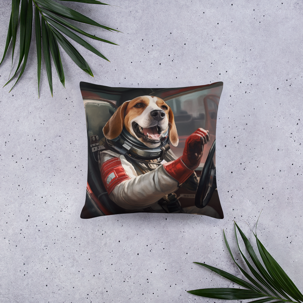 Beagle F1 Car Driver Basic Pillow