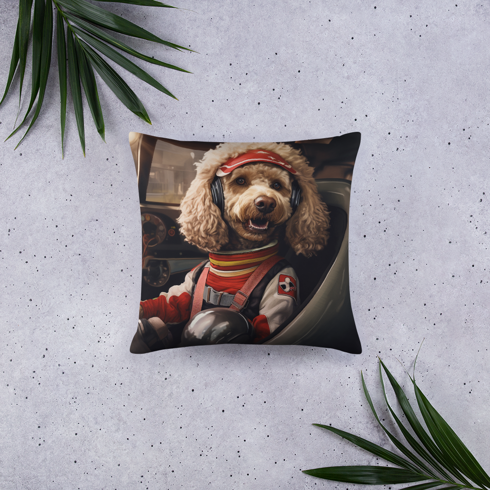 Poodle F1 Car Driver Basic Pillow