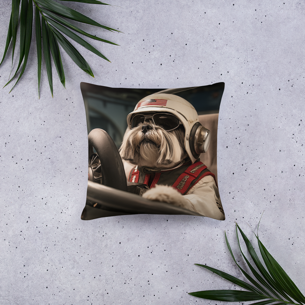 Shih Tzu F1 Car Driver Basic Pillow