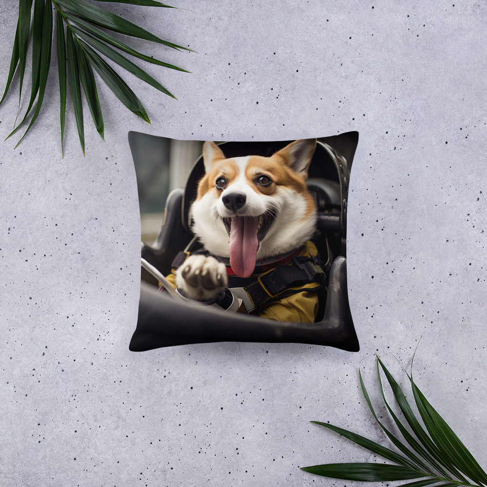 Pembroke Welsh Corgi F1 Car Driver Basic Pillow