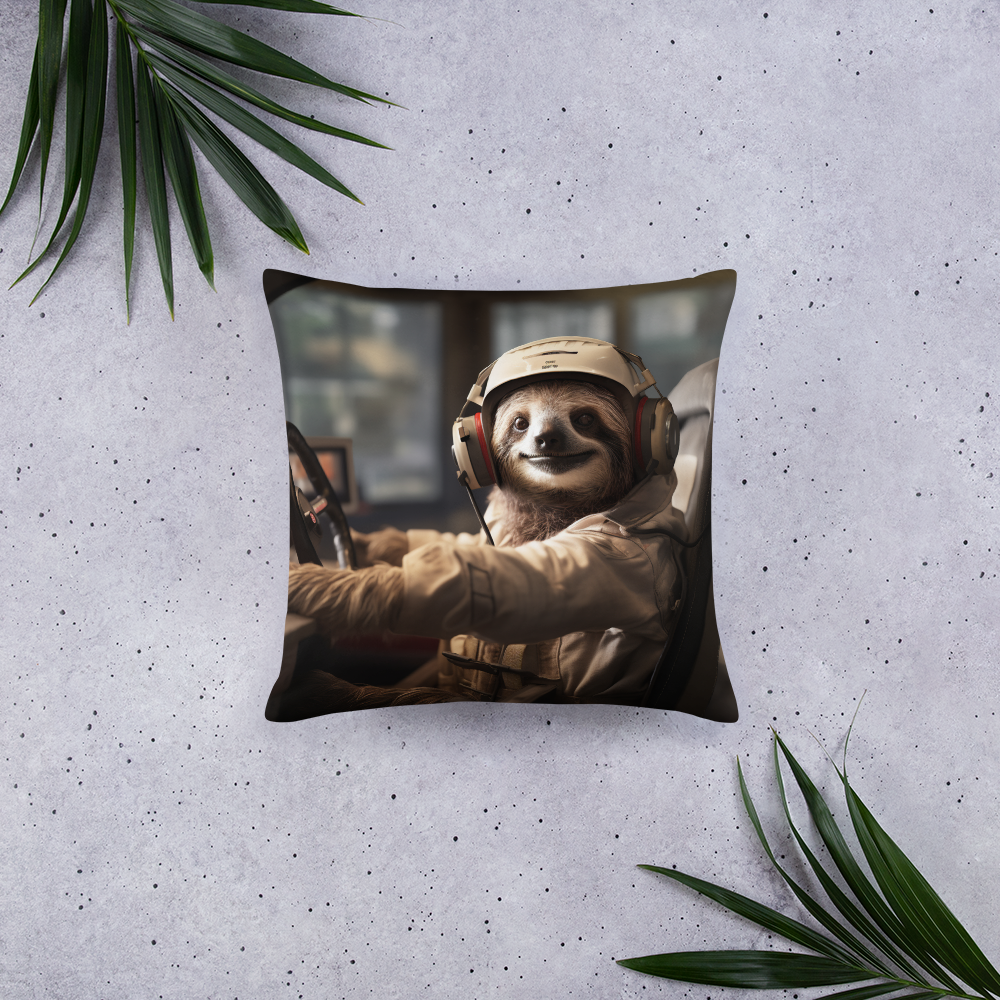 Sloth F1 Car Driver Basic Pillow