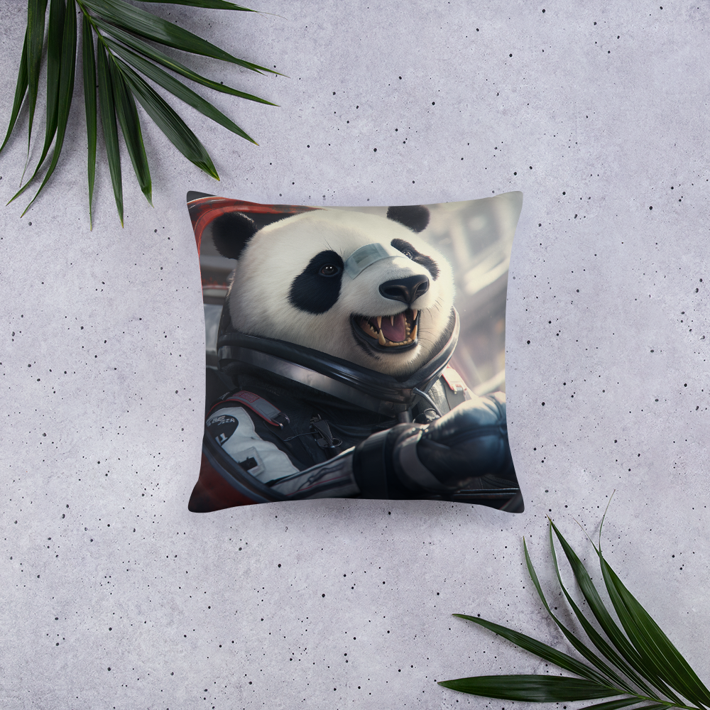 Panda F1 Car Driver Basic Pillow ArtBaanoo