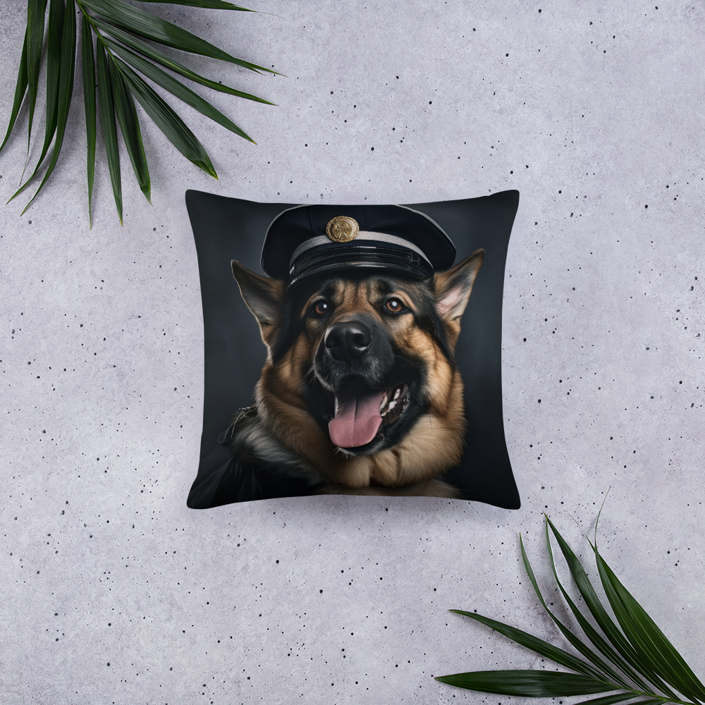 German Shepherd Police Officer Basic Pillow