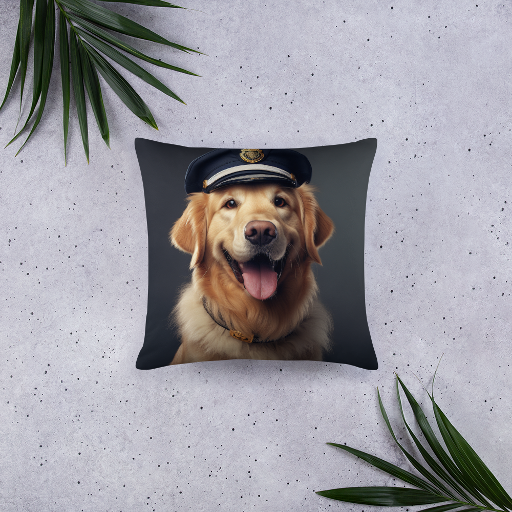 Golden Retriever Police Officer Basic Pillow