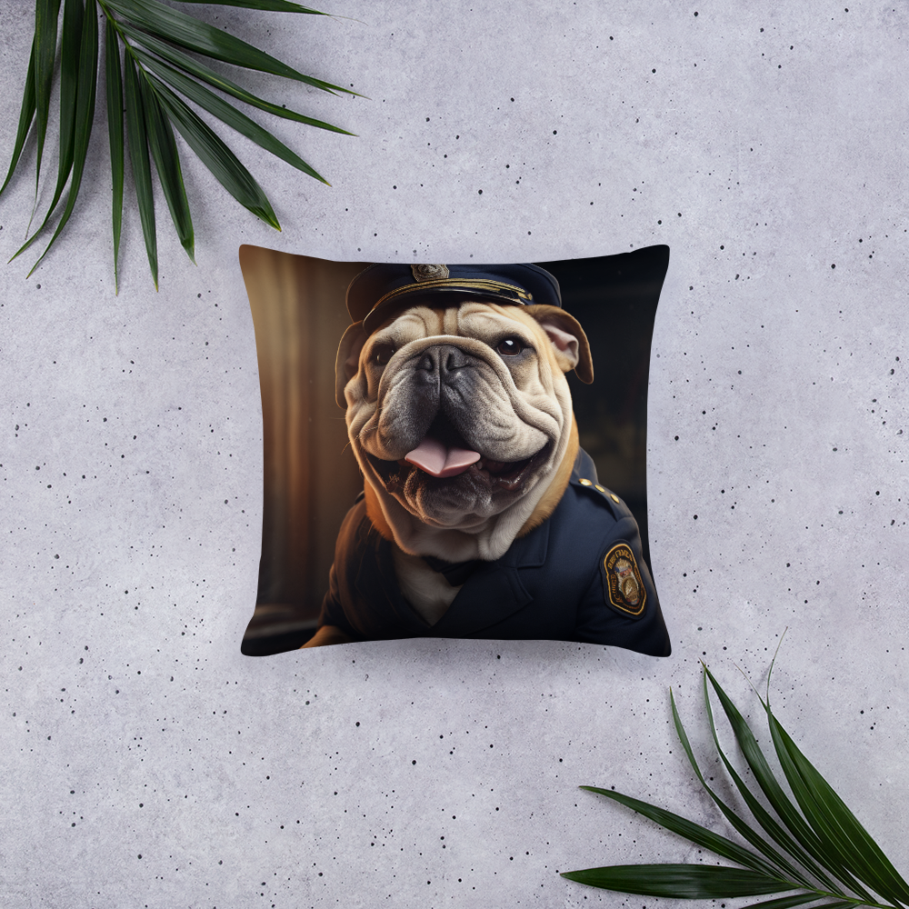 Bulldog Police Officer Basic Pillow