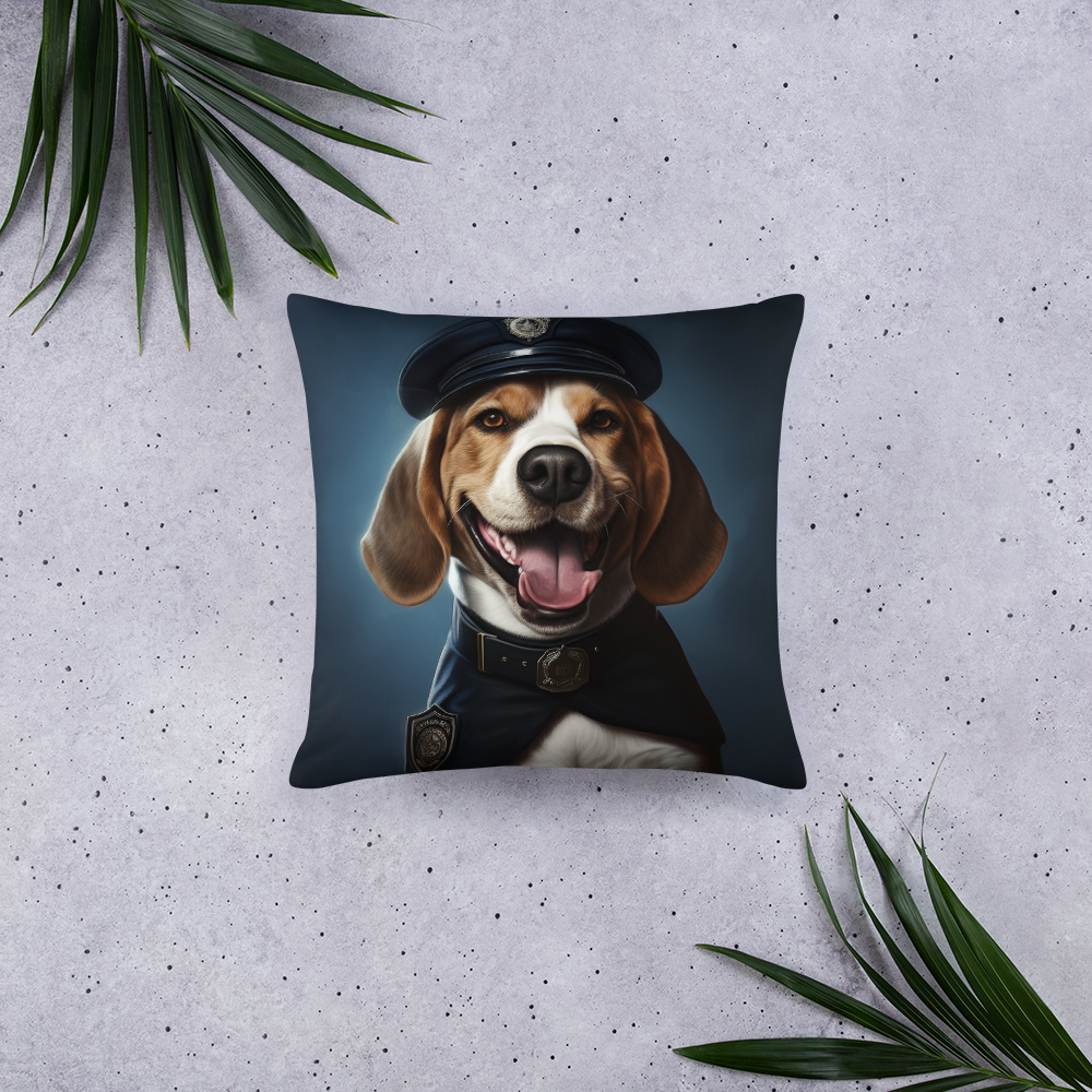 Beagle Police Officer Basic Pillow