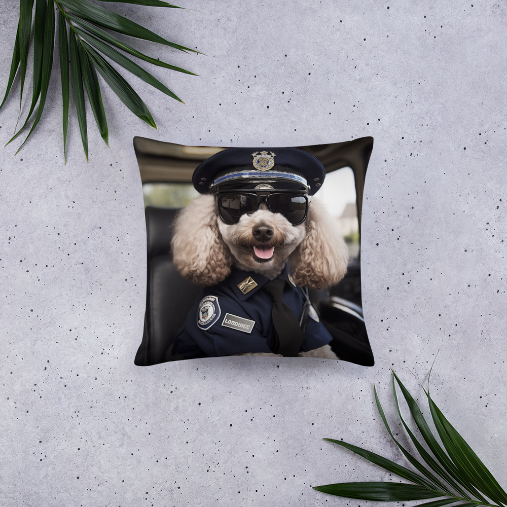 Poodle Police Officer Basic Pillow