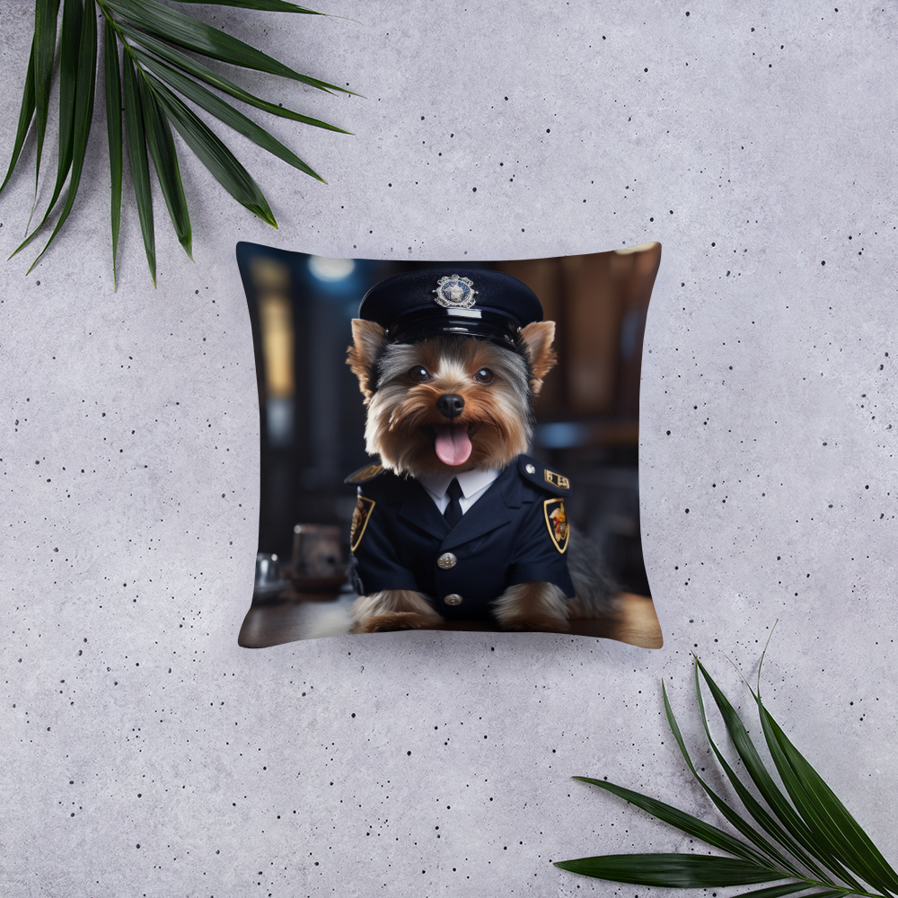 Yorkshire Terrier Police Officer Basic Pillow