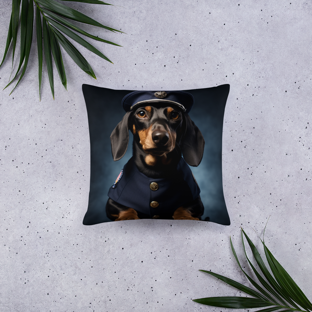 Dachshund Police Officer Basic Pillow