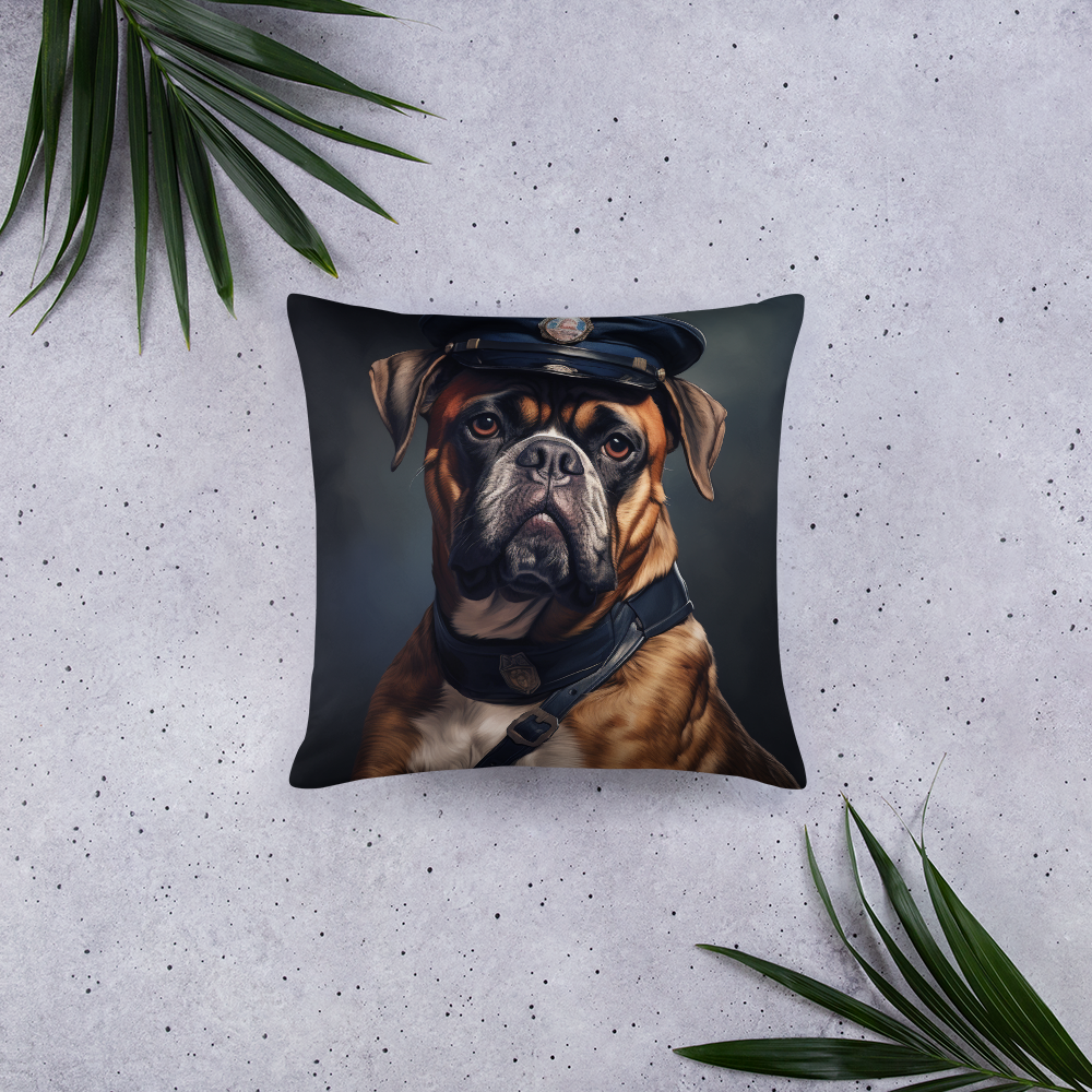 Boxer Police Officer Basic Pillow