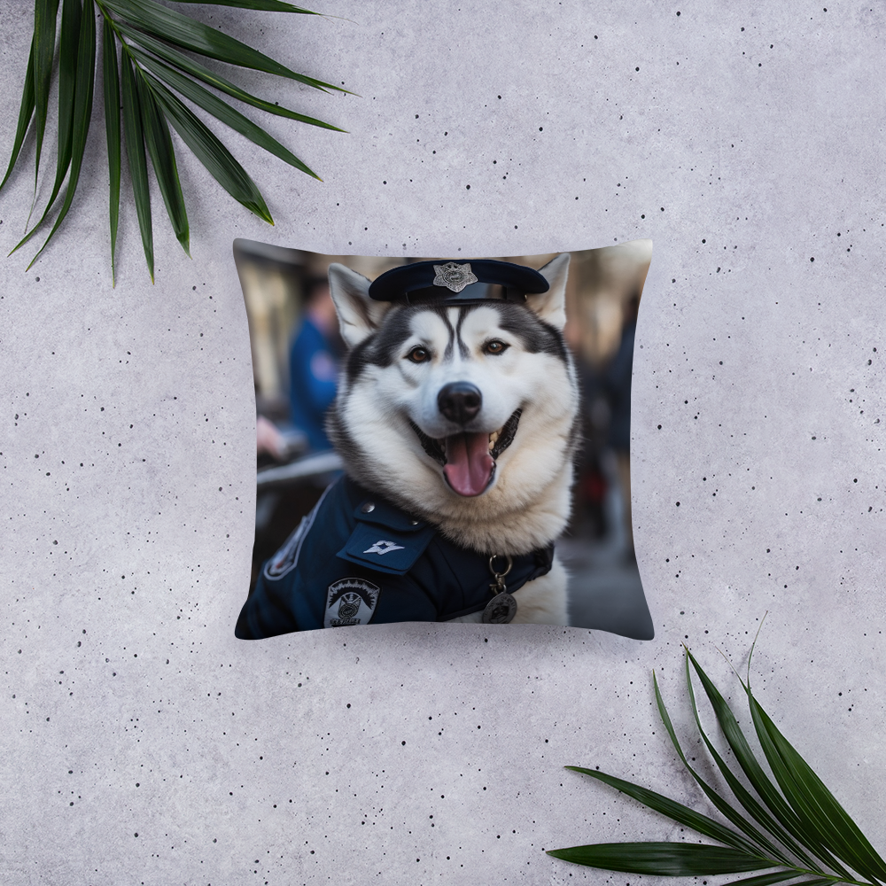 Siberian Husky Police Officer Basic Pillow