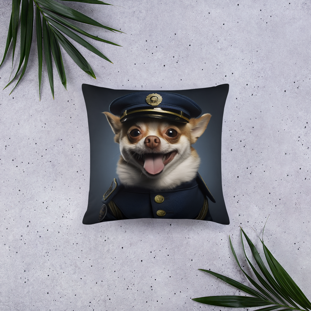 Chihuahua Police Officer Basic Pillow