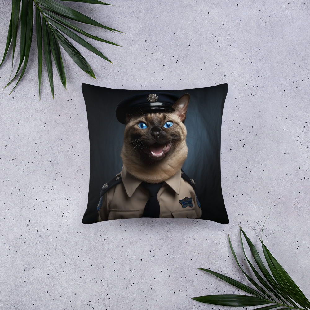 Siamese Police Officer Basic Pillow