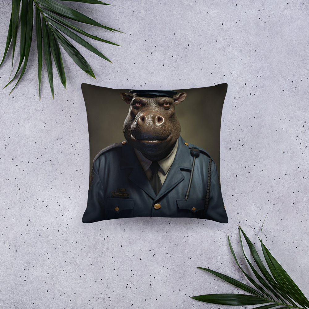 Hippo Police Officer Basic Pillow